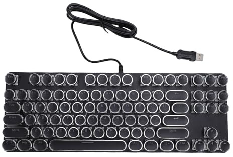 Jectse Teclado Mecánico Retroiluminado RGB, Switch Blue 87 Tecla de Juego USB de Sombrero Redondo USB con Efectos de Iluminación Dinámica, Mecanismo de Interruptor Azul para el Uso del (Black)