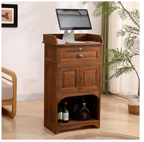 Bureau de réception moderne élégant en noyer massif pour hall d'entrée, salon, clinique, bureau et vente au détail, grands meubles pour espaces professionnels