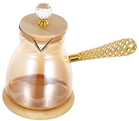 SHINEOFI Cafetière Turque Verre avec Poignée Latérale Résistante Chaleur Casserole à Eau pour Café et Thé Accessoire Espresso Élégant et Facile à Nettoyer pour Cuisinière et Usage