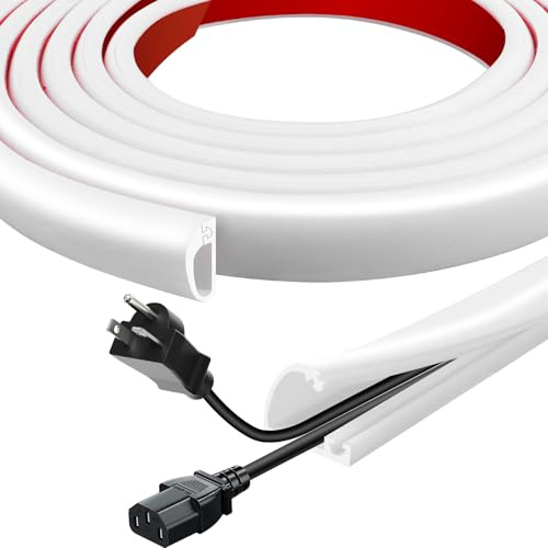 1M Mini Silicone Cable Trunking Self-Adhesive Cable Cover, Half Round Wire Cover for TV, Wall, and Desk, Cable Hider for One Cords, Cable Raceway Home & Office Trim