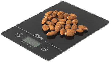 Oster Gridley Digital Kitchen Scale – High Precision 11 LB Food Scale with LCD Display, Tare Function, Gram and Ounce Measurement, Slim Black Design