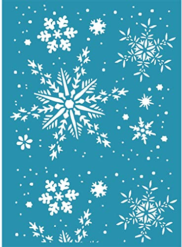 Kadagg Weihnachts-Schneeflocken Selbstklebende Siebdruck-Schablone Netztransfers Nylonnetz + Trennpapier