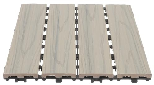 DIKACA Suelo de Madera Plástica Entrelazado Resistente y Decorativo para Exteriores Baldosa para Jardín Terraza Balcón y Baño Fácil Instalación Alta Durabilidad y Resistencia la Humedad y