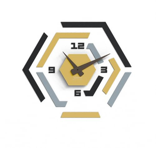 Giallobus - Orologio da Parete Adesivo Modulare Geotime - Hive - Legno Mdf - Geotime - 03H_Bee - Orologio da parete moderno - Numeri adesivi 3d - Costruzione modulare