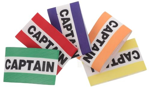 GALPADA 5 pièces Brassards de Capitaine Élastiques Football Bandeaux Sportifs Ajustables Haute Visibilité Résistants Transpiration pour Entraînement Équipe Adulte