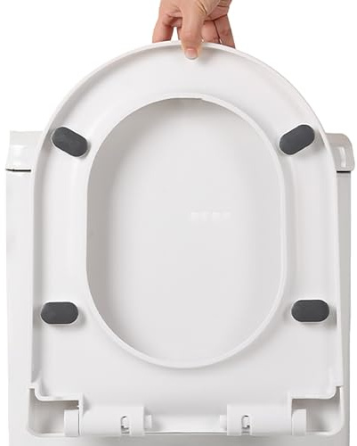 Sedile WC a forma di U con chiusura ammortizzata, colore bianco, di ricambio, per casa, hotel e servizi igienici commerciali (misura media)