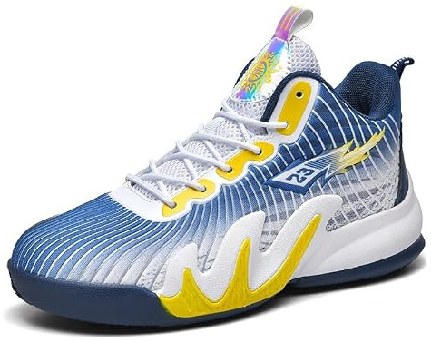 Herrbasketskor Halkfria Slitstarka Stötdämpande Grip Ungdomssportträningsskor Skor för promenader(Blue,39 EU)