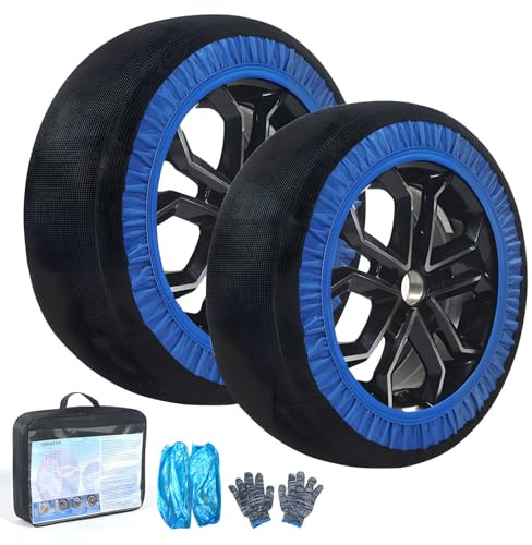 MZRAN Schneeketten für Notfälle, Schneeketten, Winter-Anti-Rutsch-Ketten, Auto-Zubehör, Textil-Schneeketten, 2 Stück