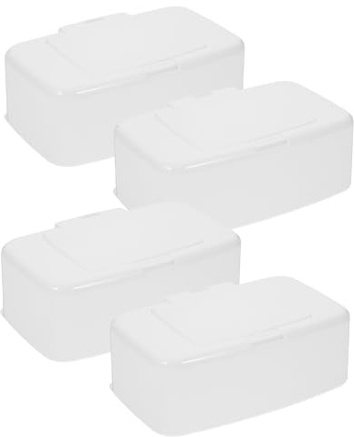 FUNNETOYU Contenedor de Toallitas Húmedas con Tapa Hermética, 4 Unidades en Color, Dispensador Portátil para Baño y, Caja Organizadora Antideslizante para Uso Doméstico y