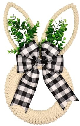 Osterdeko Hase Kranz, Osterkranz, 45cm Türkranz Ostern Haustür mit Schleifen Osterhase Türkranz Hängende Kreative Frühlingskranz Haustür Ostern Deko Kranz Osterhase für Tür Wand