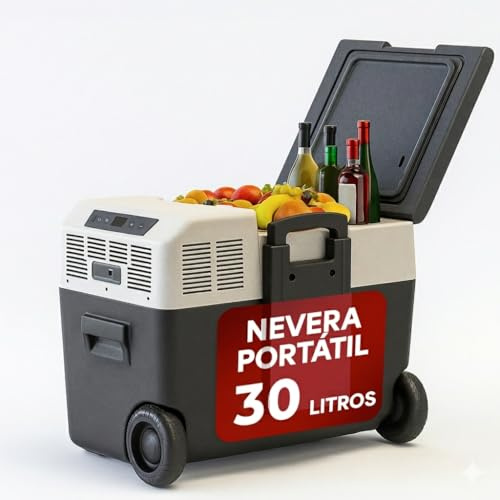 Inuitz Nevera Portatil Electrica 30L – Nevera Compresor 12V para Coche y Aventura | Máxima eficiencia, Ruedas Reforzadas y Aislamiento PU de Alto Rendimiento - Nevera Coche