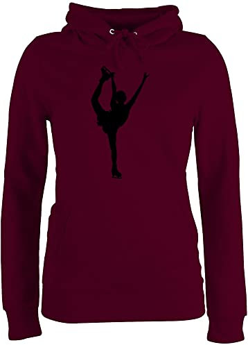 Pullover Damen Hoodie Frauen - Snowboard, Ski und mehr - Eiskunstläuferin Einzellaufen - M - Burgundrot - Hoodies Ice Skates Plovers iceskater Kapuzenpullover eislauf Hoody für Pulli Wintersport