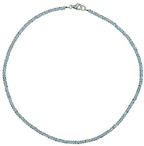 I-be, Regenbogen Mondstein Edelstein Collier/Kette facettiert Ø ca 3 mm, 925 Sterling Silber Karabinerverschluss, Länge 42 cm im Geschenketui 447903/42