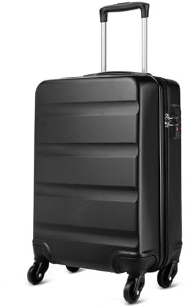 KONO Handgepäck Koffer & Trolley Klein Hartschalenkoffer aus ABS Reisekoffer mit 4 Rollen und TSA Schloss, 55x38x20cm, 35Liter, Schwarz