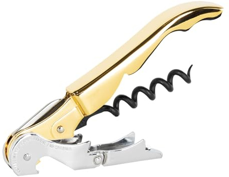 PULLTAP'S GENUINE Classic 500 (Dorado) Abridor de Vino, Sacacorchos de camarero profesional. Incluye doble palanca articulada, navaja cortacápsulas y abridor de tapones. Fabricado en España