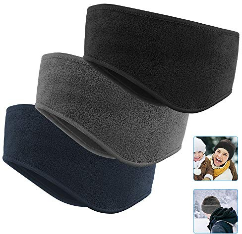 KOMAKE Ear Warmers Headband, Fleece Earmuffs Running Headband Winter Ear Covers Moisture Wicking Ski Sport Headband for Men & Women (Blue, 19.2 inches, One Size, Cycling)