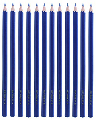 Mandala Crafts 12 Blue Water Soluble Fabric Pencils for Sewing – Washable Transfer Tailor Marking Pencils & Fabric Marking Tool for Embroidery, Quilting, Dressmaking
