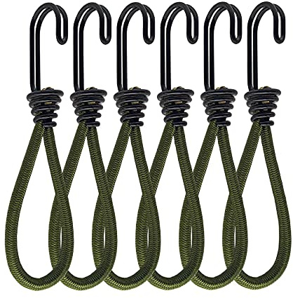 Exbrith Tarpaulin Tensioner, Pack of 6 Tensioning Hooks, Rubber Tensioning Elastic Straps with Hooks for Tarpaulins, Nets, Banners, Outdoor and Camping Tools