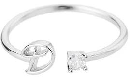 Bungsa® RING mit Buchstaben silber mit Kristall aus Metall - biegbarer Fingerring/Zehenring Toering für Damen, Kinder & Herren - A B C D E F G H I J K L M N O P Q R S T U V W X Y Z
