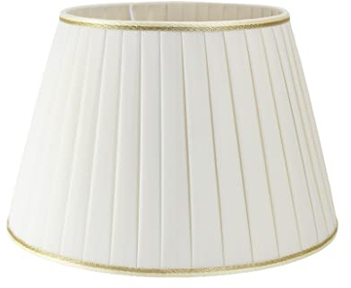 Paralume classico Impero in tessuto Plissettato Pongè Avorio con Passamaneria 7 - per lampada da tavolo, comodino - Artigianale Made in Italy - D.20 cm Attacco E14