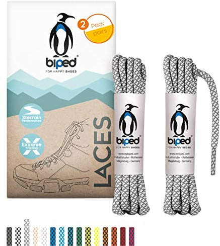 biped LACES 2 pares de cordones de cuerda bicolor redondos de poliéster ø 4,5 mm - cordones resistentes al desgarro para exteriores y zapatillas de deporte z2918