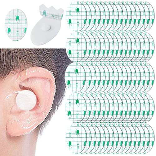 NICENEEDED 80 pièces Autocollants D'Oreille Étanches Jetables, Protège-Oreilles Transparents pour Douche de Natation avec Bouchons D'Oreille, Bandages D'Autocollant de Pied de Capuchons de Protection