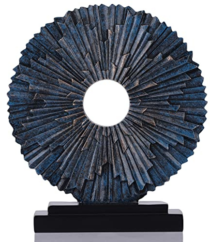 DOVDOV Blaue Heimdekor-Skulptur, einzigartige runde Linienstatue, moderne Heimdekoration, dekorative Panel-Statue für Wohnzimmer, TV-Schrank, Büro, Schlafzimmer, Esstisch, blaue Dekoration