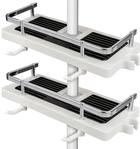 Belle Vous Set de Estanteria de Ducha - 2x Estante Organizador para Baño - Estantes Blancos de 27 cm Sin Taladro - para Champú Jabón Maquinillas de Afeitar Toallas y Accesorios