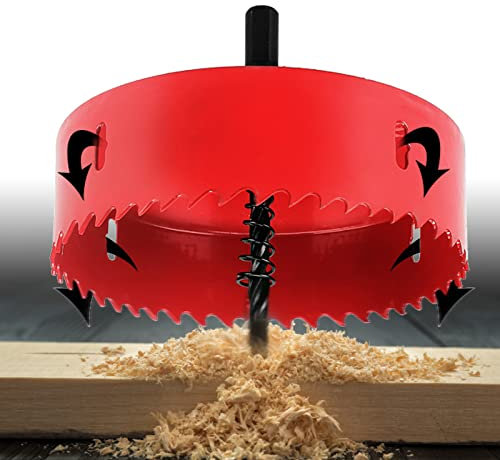 Bohrkrone Ø55-160mm Durchmesser mit Zentrierbohrer,Universal Lochsäge Lochfräser Lochbohrer aus HSS M42 Bi-Metall für Holz,Weich Metall und Kunststoff,Rigipsplatten,mit Trennbar Bohrer (110MM)