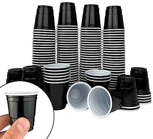Vitavalley 150 Schnapsbecher in schwarz- 2oz (ca. 6cl/60ml) - black Shot Cups - ideal für Deine Party, JGA oder Festival - lebensmittelecht & robust - geeignet für Schnaps oder Dessert