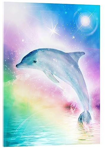 Posterlounge Regenbogen-Delfin Acrylglasbild | 30 x 40 cm von Dolphins DreamDesign Bunt Wandbilder Wanddeko