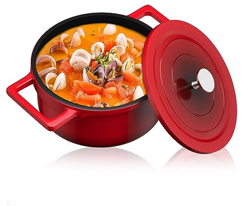 Kochtopf Homelux 28cm Topf Induktions Kochtöpfe mit Deckel, Antihaftbeschichtung, 7,1L Suppentöpfe aus Aluminium für alle Herdarten(H-KC28)