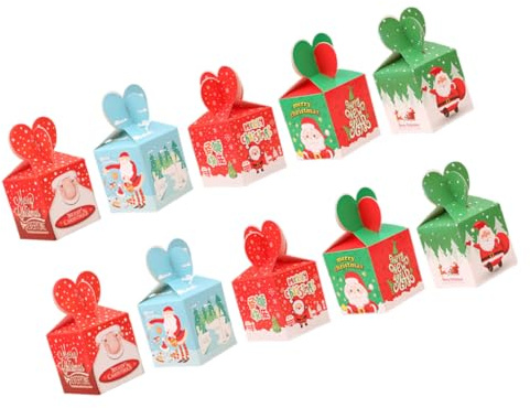 SOLUSTRE 10stücke Faltbox Für Weihnachts-süßigkeiten Cartoon-geschenkbox Als Pralinenschachtel Oder Kekshalter Schöne Weihnachtsgeschenkbox Für Junge Mädchen Und Freunde