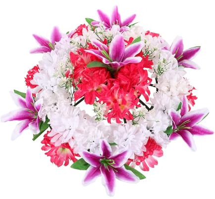 STOBAZA Ghirlanda Funebre Artificiale Con Fiori Di Sacrificio Decorazione Per Cerimonie Commemorative e Funerali Design Elegante e Resistente Pronta All Uso Dettagli Squisiti Variabili