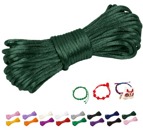 CAMAL Nylonschnur 2,5mm nylonfaden 10m Armband Schnur für Perlenschnur Nylon makramee Schnur für Chinesische Knüpfschnur, Windspielschnur, Kunsthandwerk (Dunkelgrün)