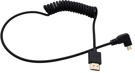 HangTon Micro HDMI auf HDMI 4K120 8K60 Kabel für Canon R6 R5C R10 R7 Sony ZVE1 A7C A7R A7S Lumix S5 S9 GH4 Kamera ATOMOS Ninja V Ultra SmallHD Portkeys Monitor, L-Shape 90-Grad Typ A D 50cm