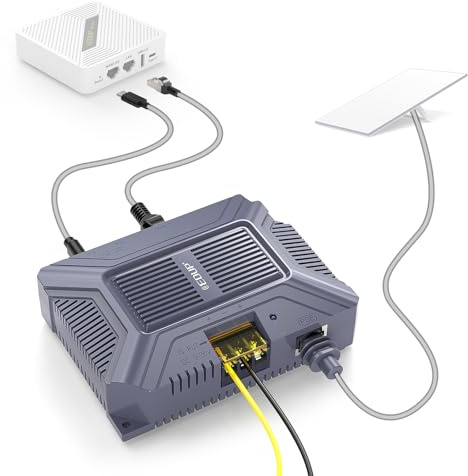 Injecteur PoE Star Link Gen 3 – 200 W 5 en 1 GigE Passif et Protection ESD pour Star Link V3 Dishy, Adaptateur Ethernet 1000 Mbps avec Sortie d'alimentation USB et de Type C