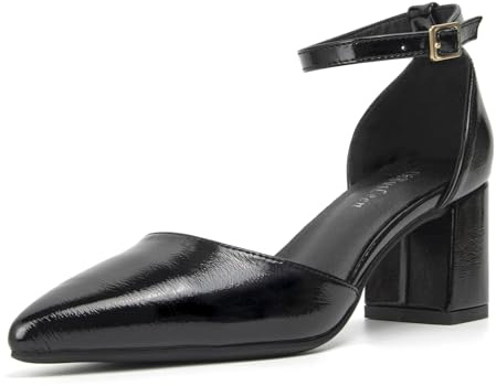 qibusleen Donna Punta Chiusa Tacchi a Blocco Sandalo Cinturino alla Caviglia Pompe con Tacco Grosso per Donna Party Wedding Dressy Confortevole Sandali in Pelle Scamosciata Scarpe-44