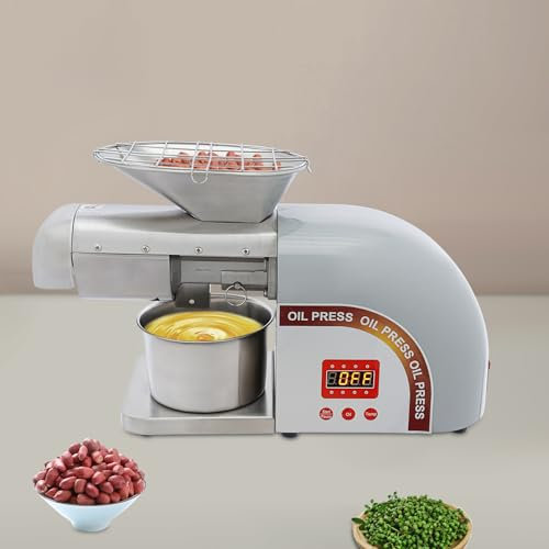 WindWilder Elektrische Ölpresse 1800W, Automatische Kalt und Heiß Ölpresse aus Edelstahl, 0-300°C Automatische Ölpresse Maschine für Zuhause Walnüsse Sojabohnen Sesam Erdnuss Raps, 48x21x29cm, Silber