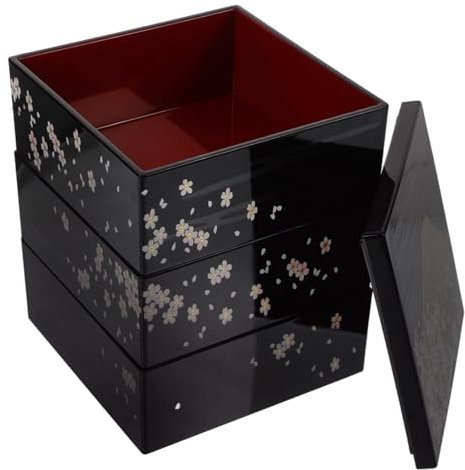 IMIKEYA Estuche Bento Japonés Tradicional De 3 Niveles 12.5x12.5x16 Cm, Bandeja Plástica Reutilizable Para Sushi y Aperitivos, Fiambrera Multifuncional Para Adultos y Uso Diario