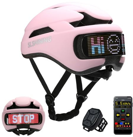 TMEOIIPY Intelligenter App-programmierbarer Fahrradhelm mit Rückseitigem LED-Display und USB-Aufladung, Fahrradhelm Erwachsene: Herren, Damen, mit Blinker-Fernbedienung