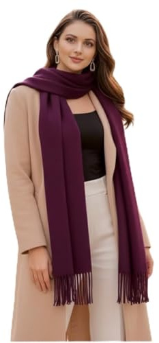 LA FERANI Damenschal Kaschmir dünn leicht Schal Winter Herbst 200x70 lila Kaschmirschal formell Casual stillvoll klassisch extra geschmeidig einfarbig Uni Farbe Geschenk für Sie (Lila)