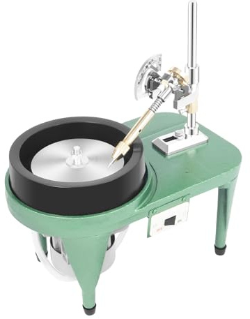 180W Gem Faceting Machine & Jade Polisher Rock Polisher Jewel Angle Polisher 0-3000RPM Adjustable with with 6 Disc & Manipulator for Jewelry Polishing