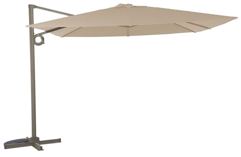 LG Outdoor Deluxe 3 Meter Square Garden Cantilever Parasol, Taupe