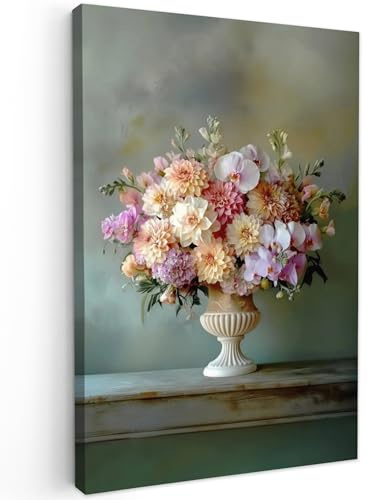 MuchoWow© Cuadros Decoracion Salon Modernos para Dormitorios Cuadro | 80x120 cm - Decorativos de Lienzos Decorativo Canvas Wall Art Orquídea - Ramo - Jarrón - Flores