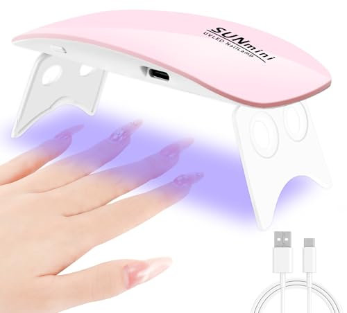 Pavlleen Mini UV Lampe für Gelnägel, UV LED Nagellampe mit USB Kabel, Klein Tragbarer Faltbar UV Lampe Nägel mit 60 und 120-Sekunden-Timer für Nagelstudio, Zuhause, Reisen (Rosa)