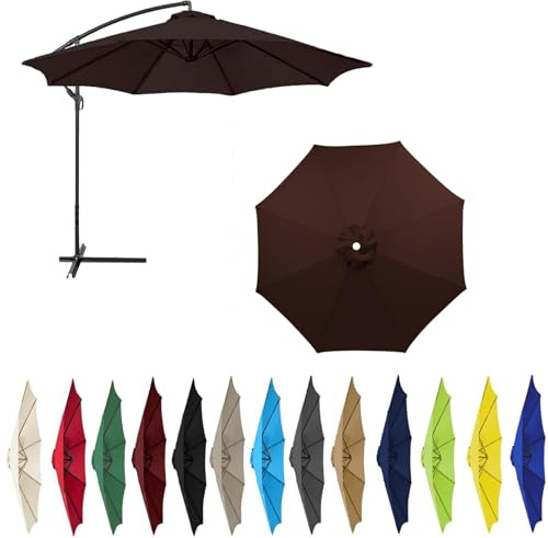 Toile de Rechange pour Parasol Déporté de 200/230/250/270/300/350/400 cm pour Parasol Déporté À 6/8 Baleines Terrasse/Jardin/Piscine Rechange en tissu imperméable (8ribs:4m/13.1ft,Coffee color)