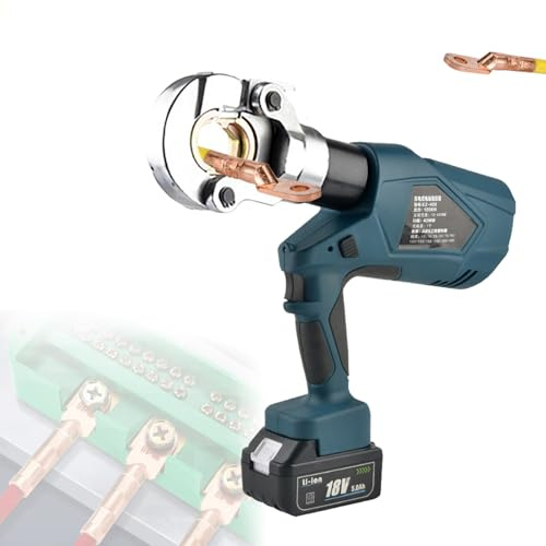 Pinza Crimpatrice Idraulica Ricaricabile 10-400/10-300 mm² EZ-400/EZ-300 per Rame Elettrico, Due Batterie al Litio da 18 V, Pinza Crimpatrice per Capicorda Idraulici Elettrici Industriali EZ-300