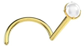 Generisk I Näsplugg I spiralform I äkta 585 massivt guld pärla I 0,8 x 6 mm I pärla 2,5 mm I 46032-6 I