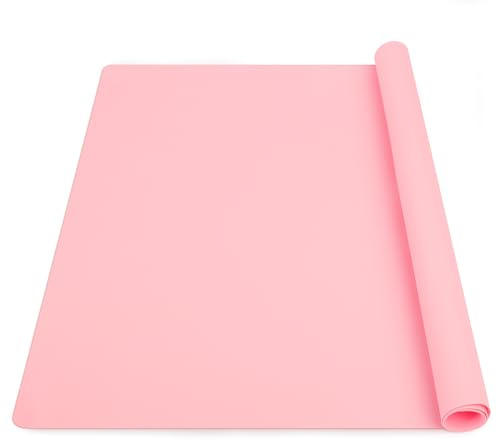 SOSMAR Extra Large Silicone Mats for Worktops 69x49cm, B2 Silicone Sheet for Resin, Craft Painting Mat for Kids, Kitchen Worktop Protector, Heat Resistant, Non-Slip, Waterproof, Pink